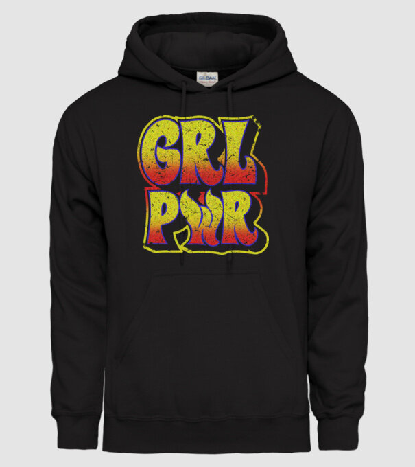 Girl Power retro model negru pe tricou