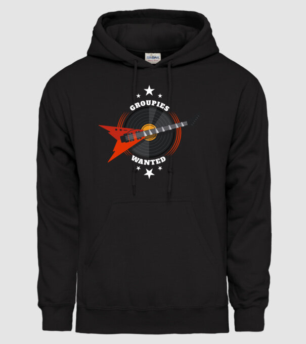 Groupies Wanted model negru pe tricou