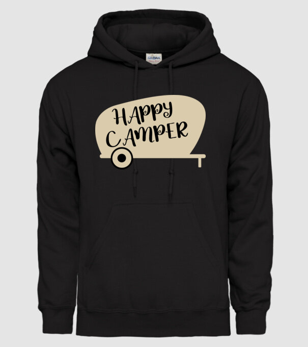 Happy camper text model negru pe tricou