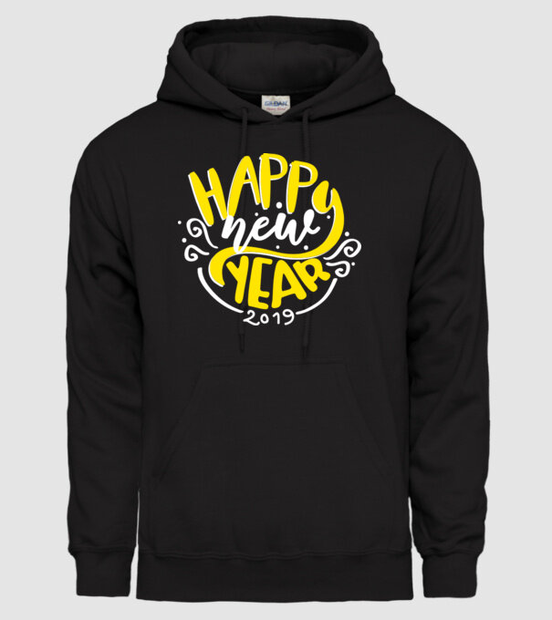 Happy new 2019 model negru pe tricou