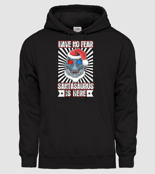 Have no fear Santasaurus is here model negru pe tricou