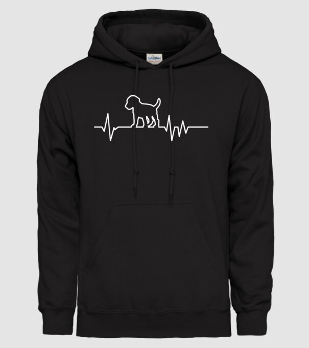 Heartbeat line Beagle model negru pe tricou