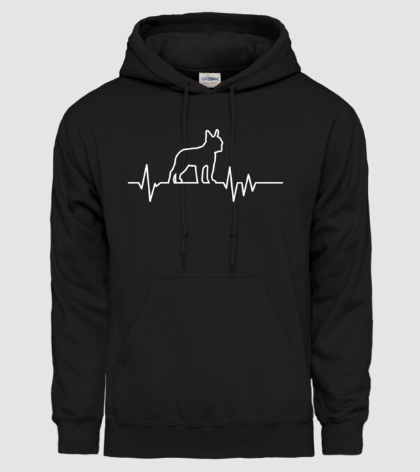 Heartbeat line Boston Terrier model negru pe tricou
