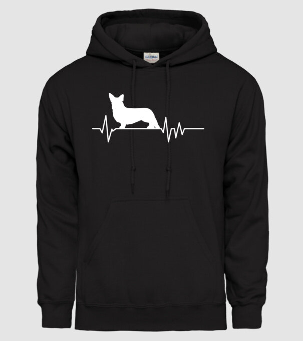 Heartbeat silueta Corgie model negru pe tricou