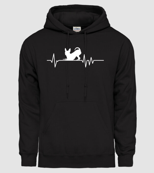 Heartbeat silueta Chihuahua model negru pe tricou