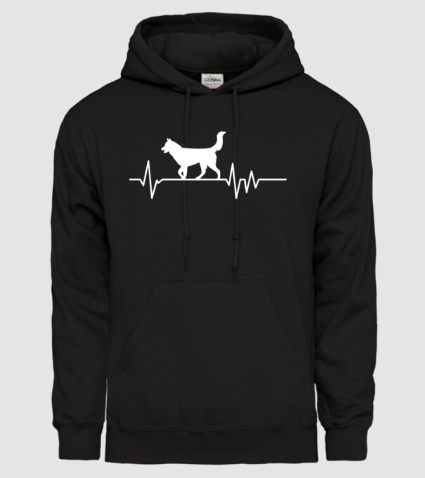 Heartbeat silueta Husky model negru pe tricou