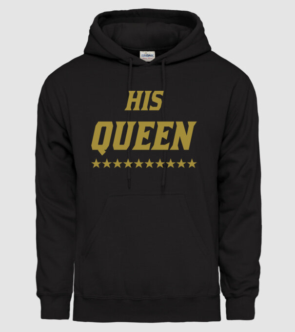 His Queen model negru pe tricou