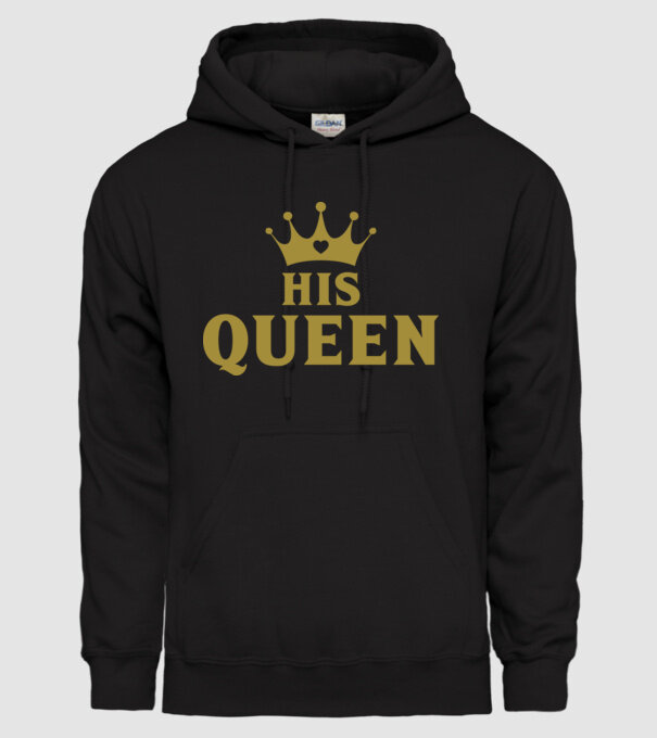 His Queen model negru pe tricou