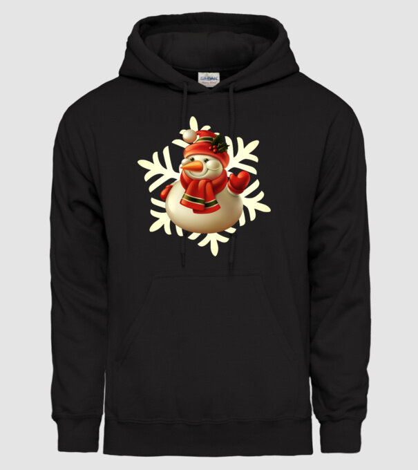 Om de zăpadă Moș Crăciun model negru pe tricou