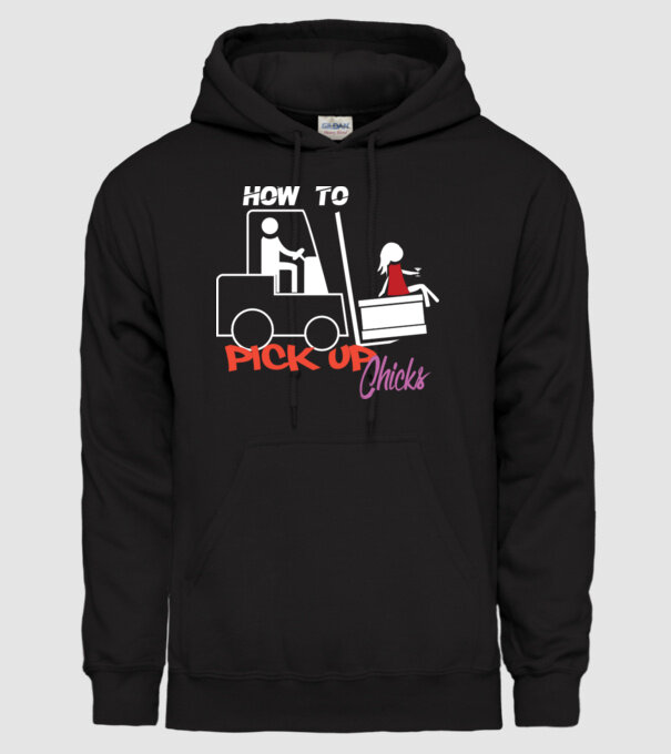 How to Pick up Chicks model negru pe tricou
