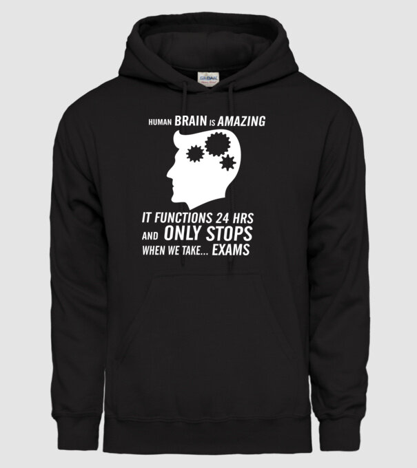Human brain is amazing model negru pe tricou