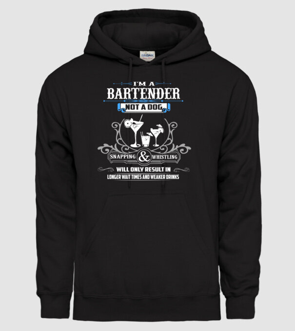 'I''m a bartender NOT a dog' model negru pe tricou