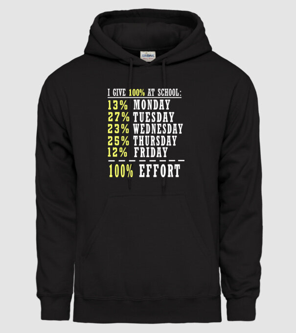 I give 100% at school model negru pe tricou