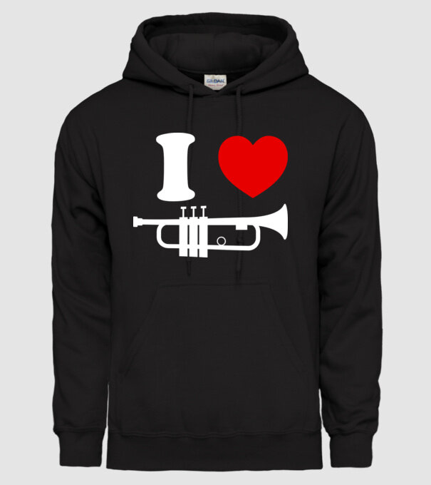 I heart trumpet model negru pe tricou