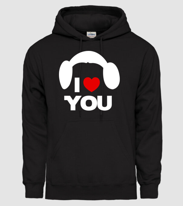 i love u model negru pe tricou