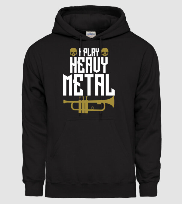 I play heavy metal trumpet model negru pe tricou