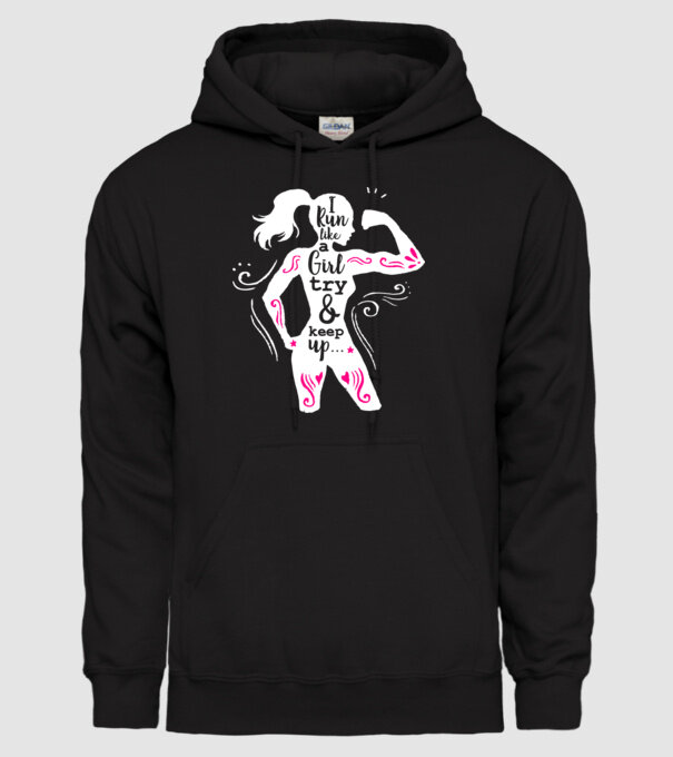 i run like a girl model negru pe tricou