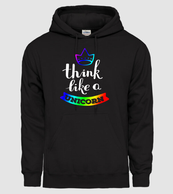 I think like a UNICORN model negru pe tricou