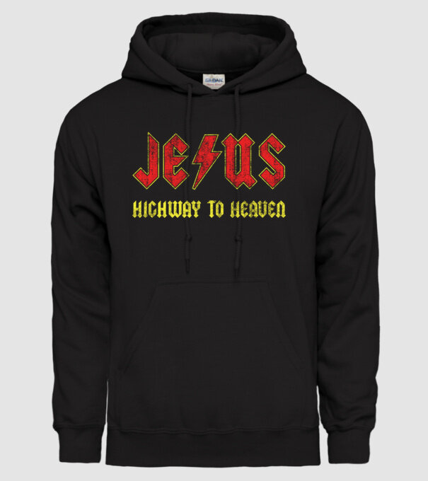 JESUS HIGHWAY TO HEAVEN model negru pe tricou