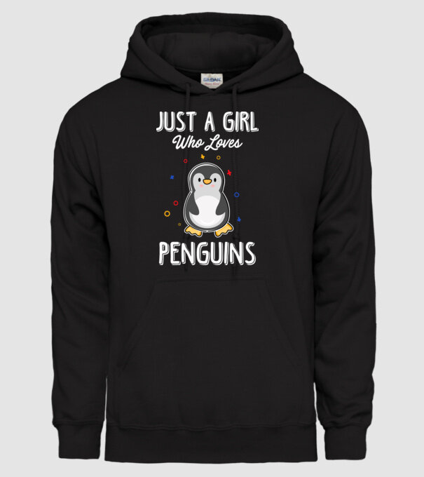 Just a girl who loves Penguins white model negru pe tricou