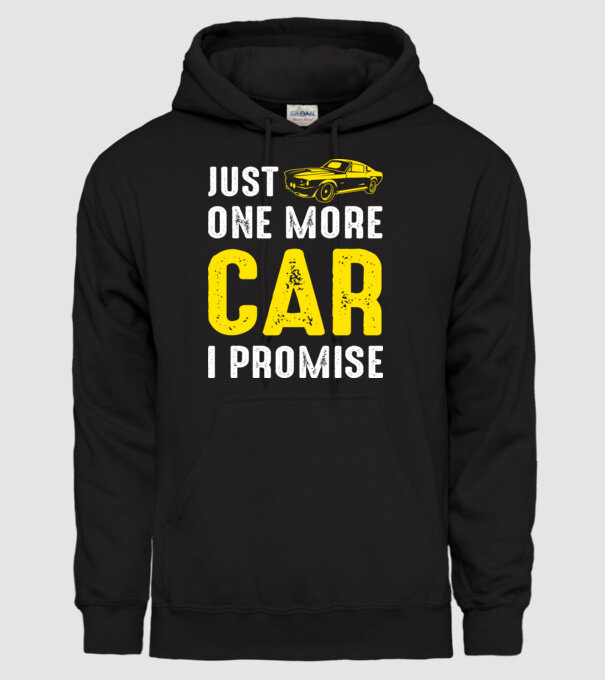 Just one more car I promise model negru pe tricou