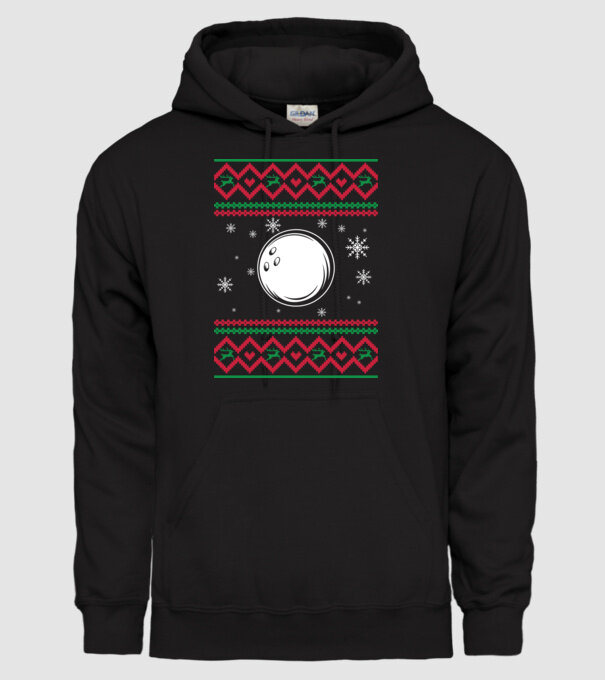 Model tricotat de Crăciun - bowling model negru pe tricou
