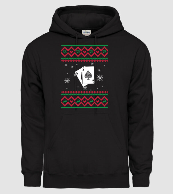 Model tricotat de Crăciun - poker model negru pe tricou