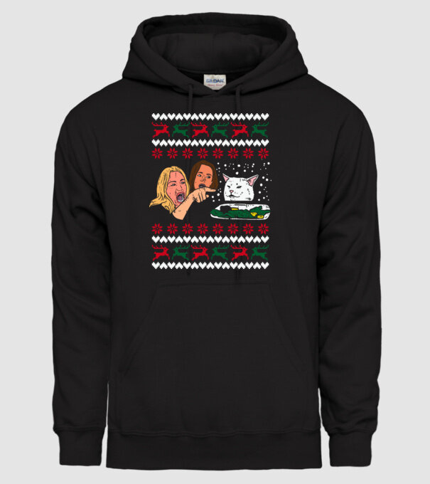 Pulovăr de Crăciun meme model negru pe tricou
