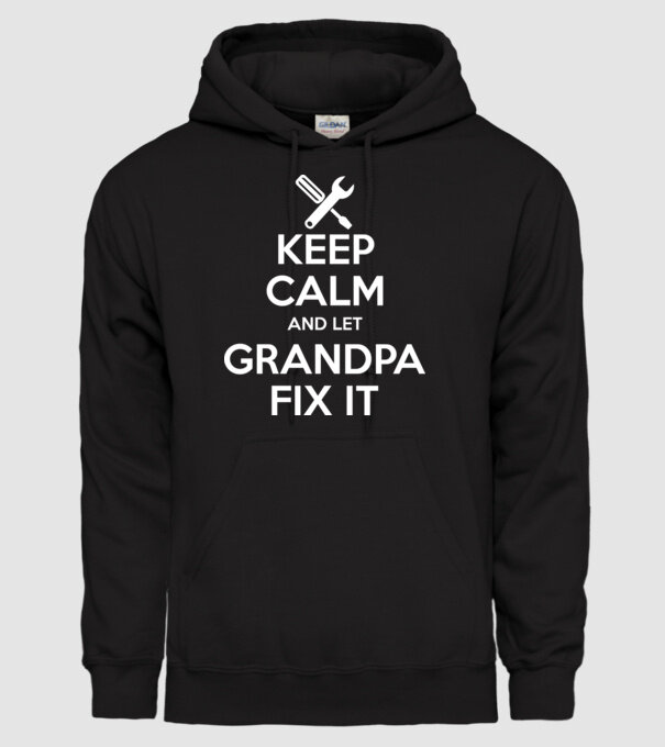 Keep calm and let grandpa fix it model negru pe tricou