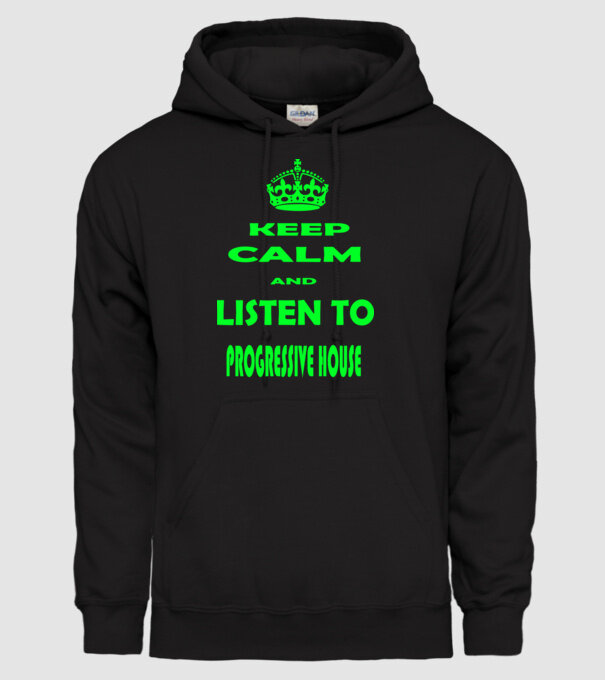 Keep Calm and Listen to prog-house model negru pe tricou
