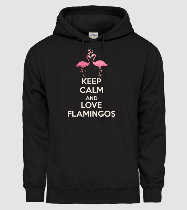KEEP CALM and love flamingos light model negru pe tricou
