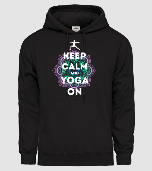 keepcalm yoga white model negru pe tricou