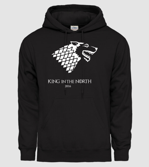 King in The North Wolf model negru pe tricou