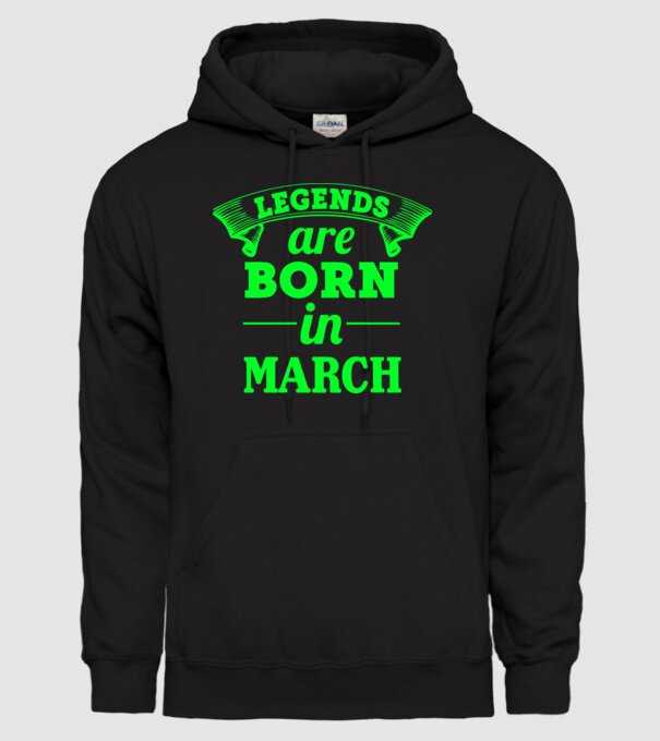 Legends are born in March model negru pe tricou