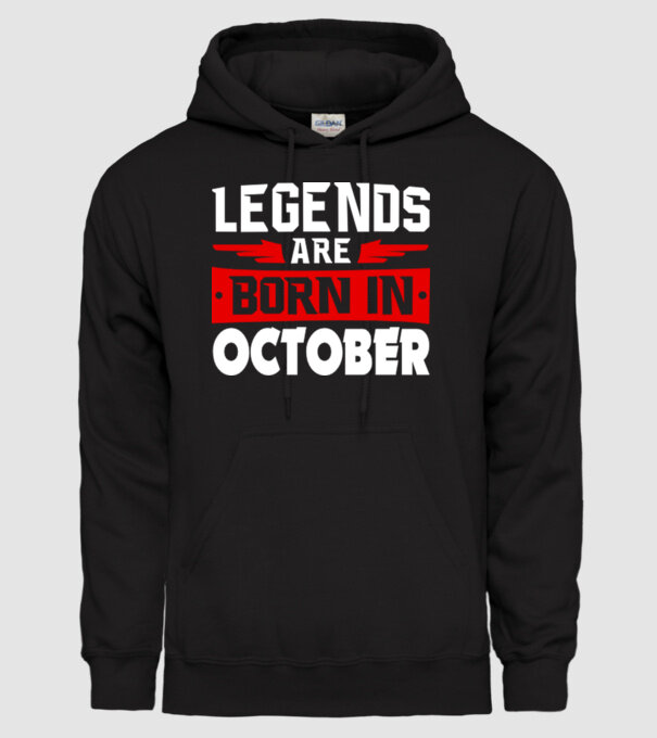 Legends are born in October model negru pe tricou