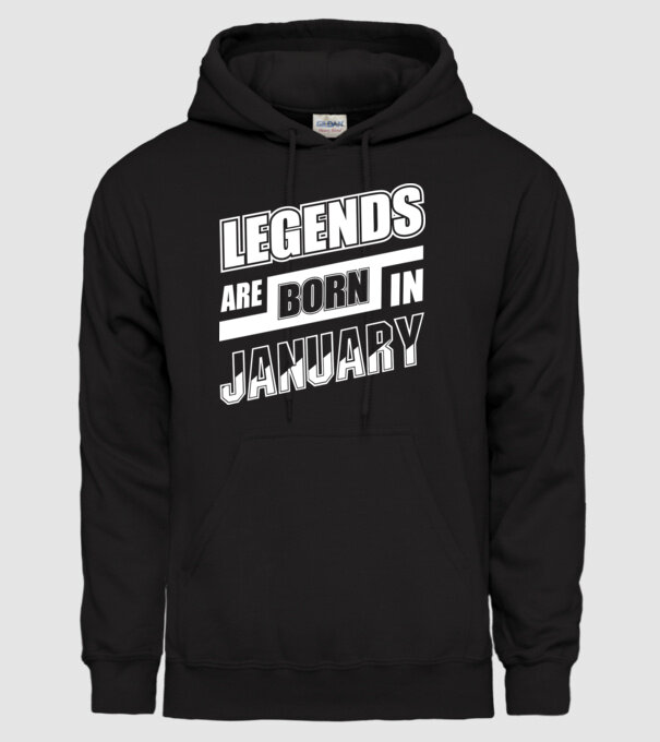 Legends are born in January model negru pe tricou