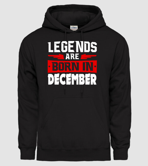 Legends are born in December model negru pe tricou