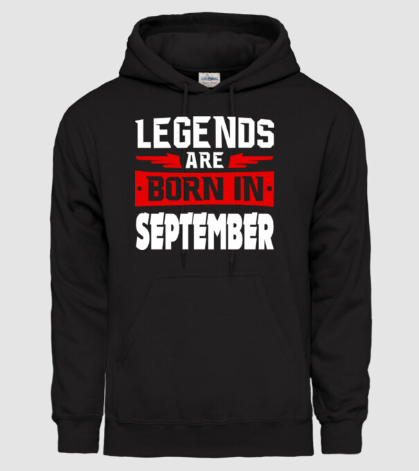 Legends are born in September model negru pe tricou
