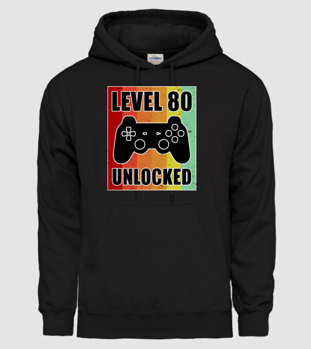 level 80 unlocked retro gamer model negru pe tricou