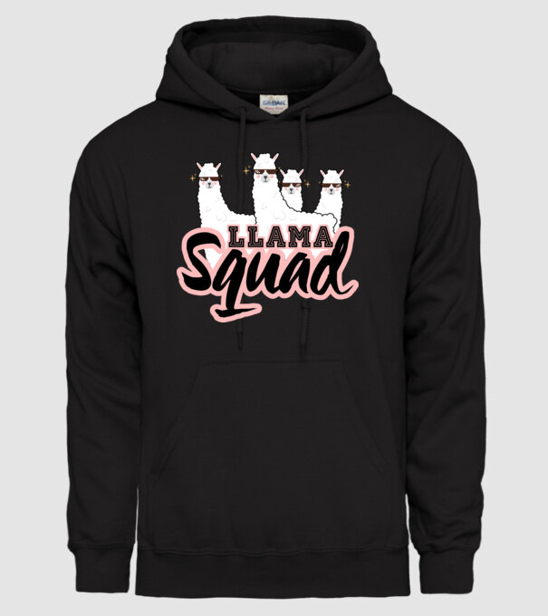 Llama squad model negru pe tricou