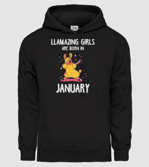 Llamazing girls are born in january model negru pe tricou