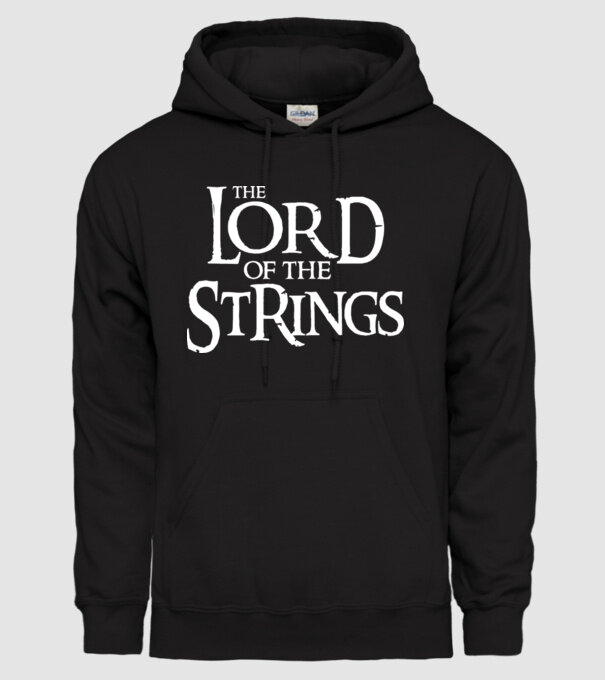 Lord of the Strings model negru pe tricou