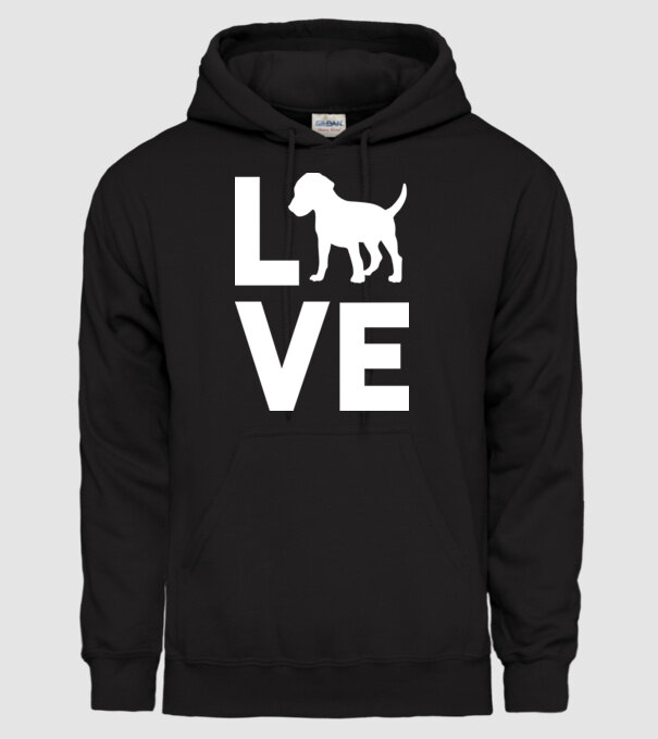 LOVE Beagle model negru pe tricou