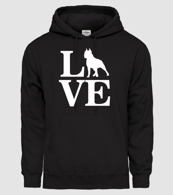 LOVE BULLDOG model negru pe tricou