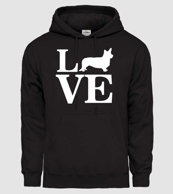 LOVE CORGIE model negru pe tricou