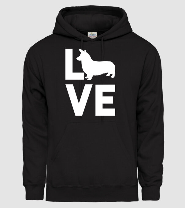 LOVE Corgie model negru pe tricou