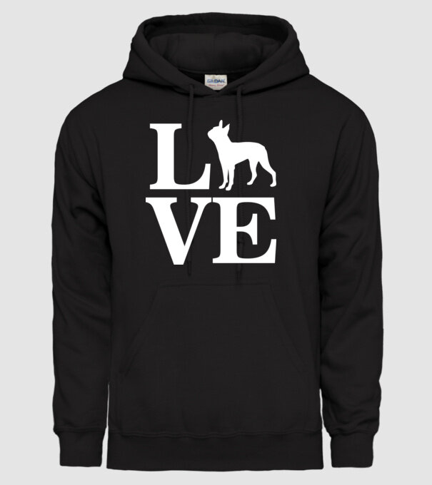 LOVE FRANCIA BULLDOG model negru pe tricou