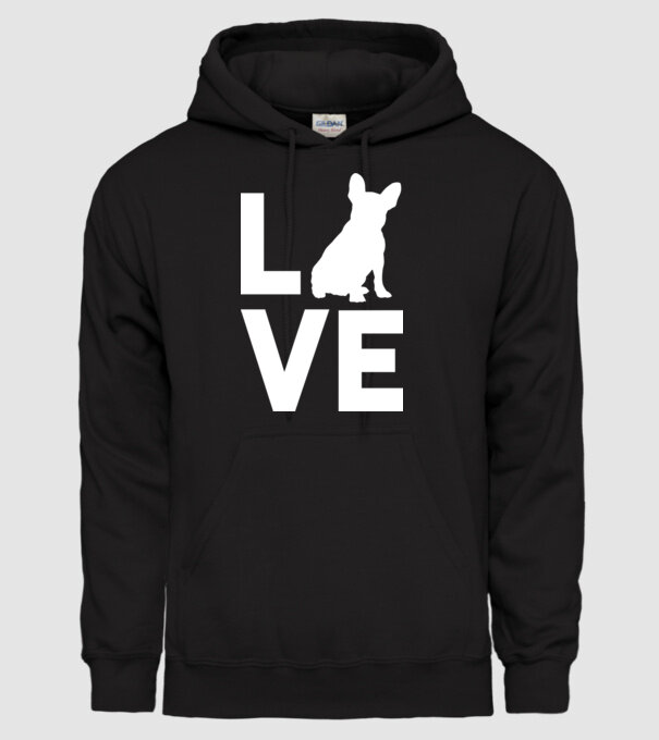 LOVE Bulldog francez model negru pe tricou