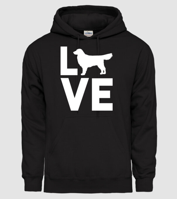LOVE Golden Retriever model negru pe tricou