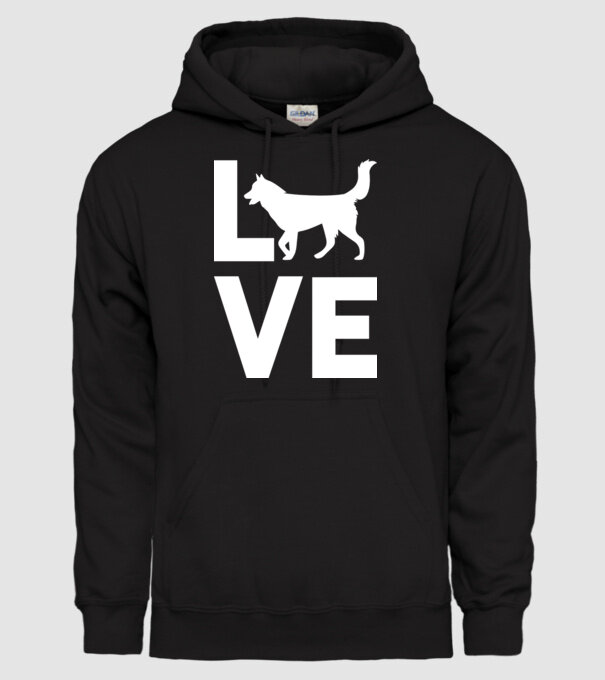 LOVE Husky model negru pe tricou